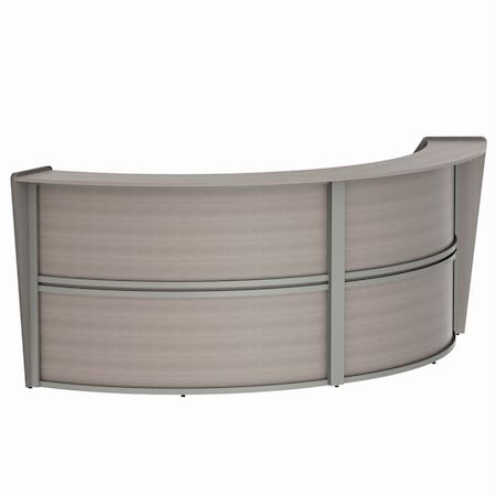 Linea Italia Curved Reception Desk with Counter, 2 Units, 124 inW x 49 inD, Ash ZUD296